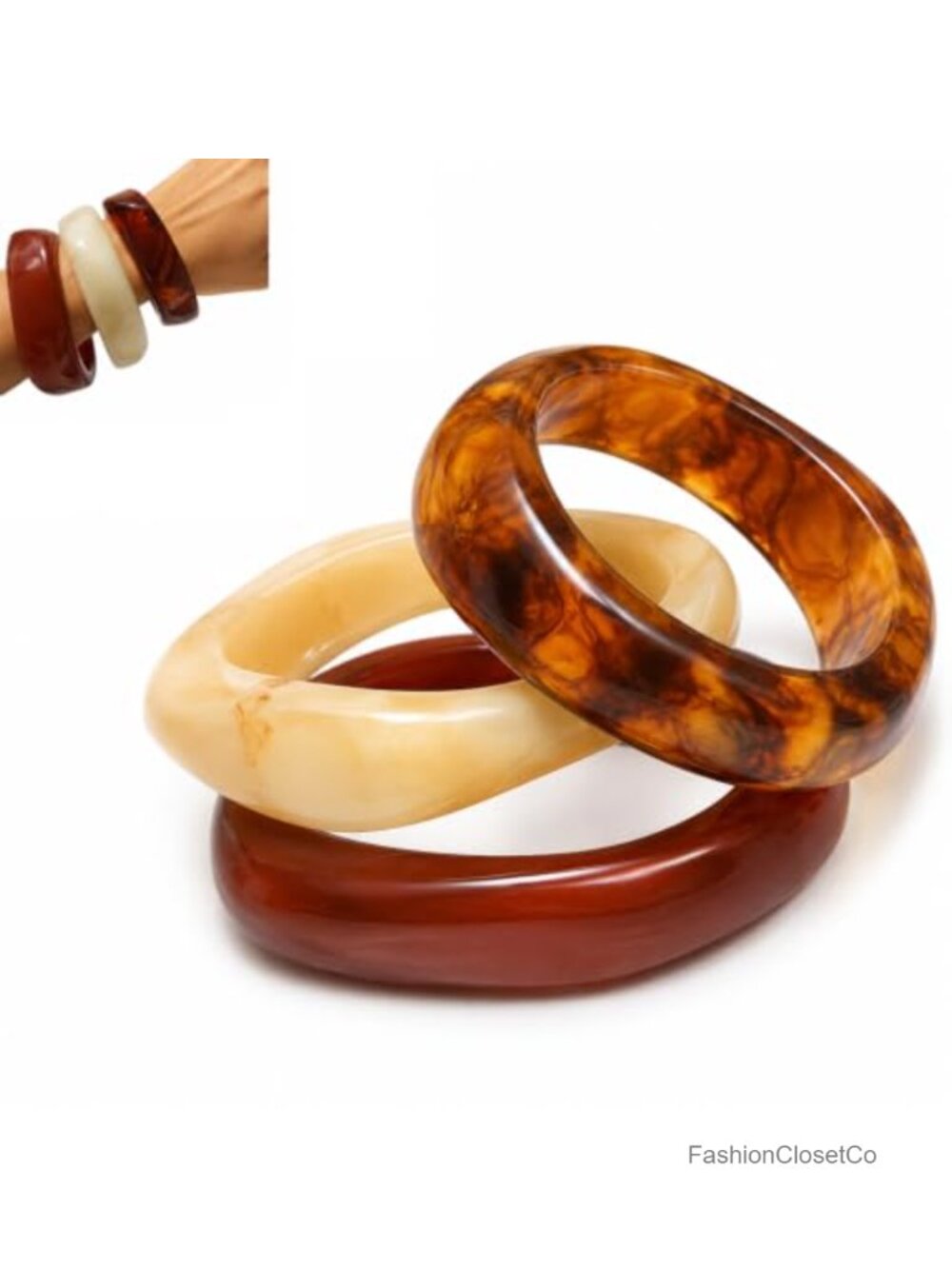 Chunky Acrylic Resin Bangle Bracelets Set